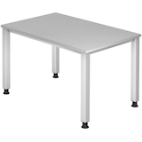 Artikelbild 1 für HAMMERBACHER Akandia höhenverstellbarer Schreibtisch lichtgrau rechteckig, 4-Fuß-Gestell silber 120,0 x 80,0 cm, Artikelnummer 670976