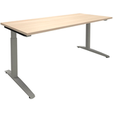 Artikelbild 1 für fm Sidney höhenverstellbarer Schreibtisch akazie rechteckig, C-Fuß-Gestell Quadratrohr silber 180,0 x 80,0 cm, Artikelnummer 371654