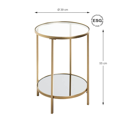 Artikelbild 5 für HAKU Möbel Beistelltisch rund Spiegel, Sicherheitsglas gold 39,0 x 39,0 x 55,0 cm, 1 St., Artikelnummer 772461