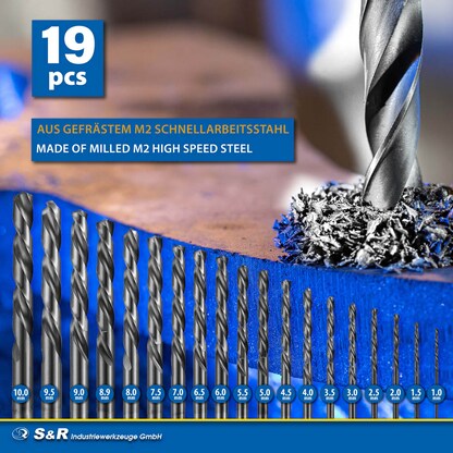 Artikelbild 3 für S&R Metallbohrer-Set HSS-GM-Serie, 19-teilig, Artikelnummer 316259