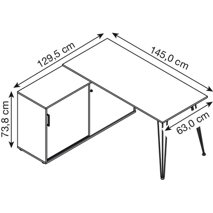 Artikelbild 2 für MÖBELPARTNER Ekko Schreibtisch weiß rechteckig, 2-Fuß-Gestell weiß 129,5 x 145,0 cm, Artikelnummer 323859
