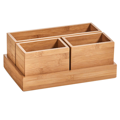 Artikelbild 5 für Zeller Schreibtisch-Organizer 4tlg-Set natur Bambus 3 Fächer 28,0 x 17,7 x 11,0 cm, Artikelnummer 685273