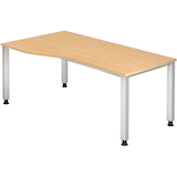 Artikelbild 1 für HAMMERBACHER Akandia höhenverstellbarer Schreibtisch ahorn Trapezform, 4-Fuß-Gestell silber 180,0 x 80,0/100,0 cm, Artikelnummer 671552