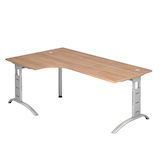 Artikelbild 1 für HAMMERBACHER FS82 Schreibtisch nussbaum L-Form, C-Fuß-Gestell silber 200,0 x 80,0/120,0 cm, Artikelnummer 866412