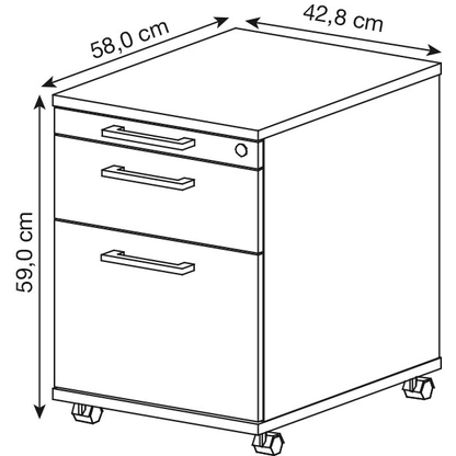 Artikelbild 2 für HAMMERBACHER AC20 Rollcontainer ahorn 3 Auszüge 42,8 x 58,0 x 59,0 cm, Artikelnummer 992511