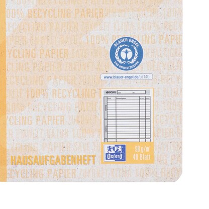 Artikelbild 9 für OXFORD Hausaufgabenheft Recycling Lineatur SL liniert DIN A5 ohne Rand, 48 Blatt, 1 St., Artikelnummer 704207