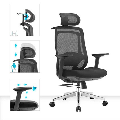 Artikelbild 8 für LÜLLMANN Bürostuhl, 210450 Stoff schwarz, Gestell alu, Artikelnummer 790679