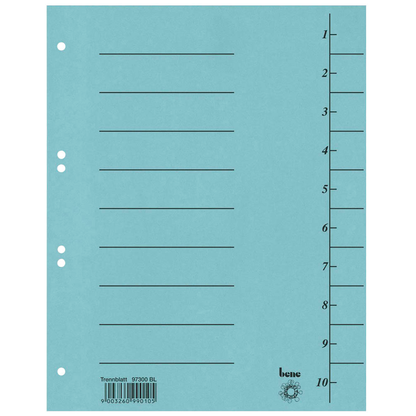 Artikelbild für bene Trennblätter DIN A4 1-10 blau, 250 g/qm, 100 St., Artikelnummer 401711