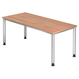 Artikelbild 1 für HAMMERBACHER Orbis höhenverstellbarer Schreibtisch nussbaum rechteckig, 4-Fuß-Gestell silber 180,0 x 80,0 cm, Artikelnummer 637809