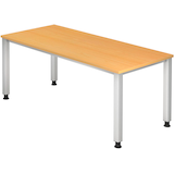 Artikelbild 1 für HAMMERBACHER QS19 höhenverstellbarer Schreibtisch buche rechteckig, 4-Fuß-Gestell silber 180,0 x 80,0 cm, Artikelnummer 828133