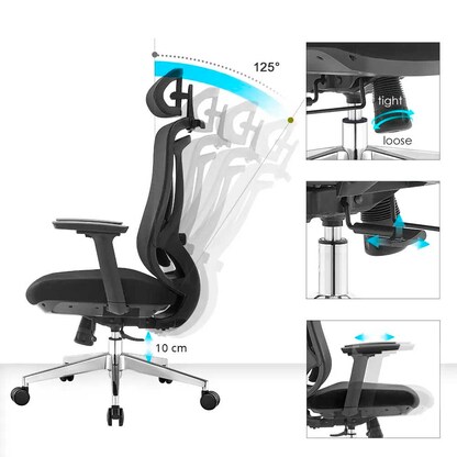 Artikelbild 6 für LÜLLMANN Bürostuhl, 210450 Stoff schwarz, Gestell alu, Artikelnummer 790679