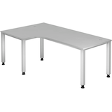Artikelbild 1 für HAMMERBACHER Akandia höhenverstellbarer Schreibtisch lichtgrau L-Form, 5-Fuß-Gestell silber 200,0 x 80,0/120,0 cm, Artikelnummer 671560