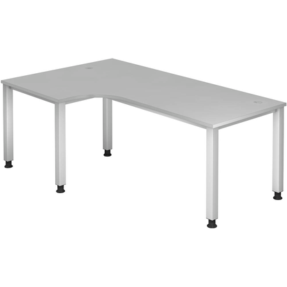 Artikelbild für HAMMERBACHER Akandia höhenverstellbarer Schreibtisch lichtgrau L-Form, 5-Fuß-Gestell silber 200,0 x 80,0/120,0 cm, Artikelnummer 671560