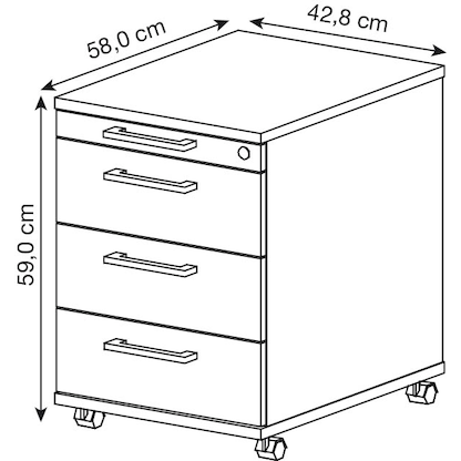 Artikelbild 2 für HAMMERBACHER AC30 Rollcontainer ahorn 4 Auszüge 42,8 x 58,0 x 59,0 cm, Artikelnummer 992677