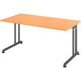 Artikelbild 1 für HAMMERBACHER ZS16 höhenverstellbarer Schreibtisch buche rechteckig, C-Fuß-Gestell grau 160,0 x 80,0 cm, Artikelnummer 990731