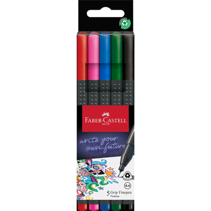 Artikelbild für FABER-CASTELL Grip Basic Fineliner farbsortiert 0,4 mm, 5 St., Artikelnummer 758389