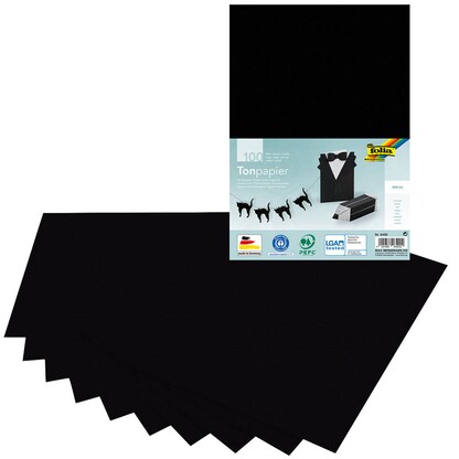 Artikelbild für folia Tonpapier schwarz 130 g/qm 100 Blatt, Artikelnummer 907093