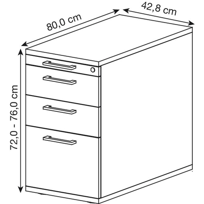 Artikelbild 2 für HAMMERBACHER Solid SC40 Standcontainer ahorn 4 Auszüge Stahl-Bügelgriff silber 42,8 x 80,0 x 72,0 - 76,0 cm, Artikelnummer 992608