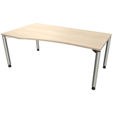 Artikelbild 1 für fm fastline höhenverstellbarer Schreibtisch akazie Bogenform, 4-Fuß-Gestell silber 180,0 x 80,0/100,0 cm, Artikelnummer 335093