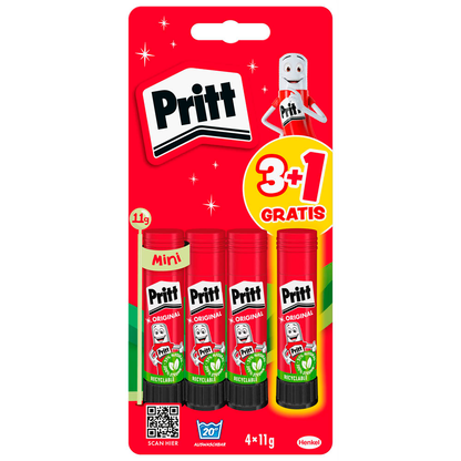 Artikelbild für 3 + 1 GRATIS: Pritt Klebestifte 11,0 g, 3 St. + GRATIS Klebestift 11,0 g, Artikelnummer 619987