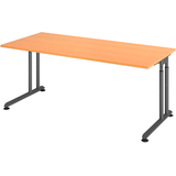Artikelbild 1 für HAMMERBACHER ZS19 höhenverstellbarer Schreibtisch buche rechteckig, C-Fuß-Gestell grau 180,0 x 80,0 cm, Artikelnummer 990846