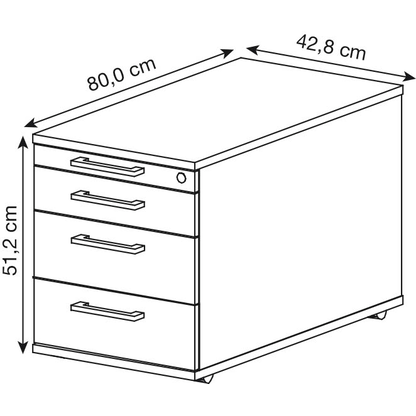 Artikelbild 2 für HAMMERBACHER Solid Rollcontainer weiß 4 Auszüge 42,8 x 80,0 x 51,2 cm, Artikelnummer 298077