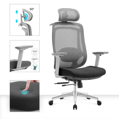 Artikelbild 8 für LÜLLMANN Bürostuhl, 210460 Stoff grau, Gestell alu, Artikelnummer 790947