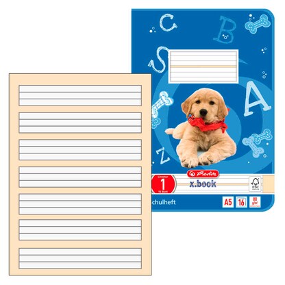 Artikelbild für herlitz Schulheft Hund x.book Lineatur 1 1. Schuljahr liniert A5 ohne Rand, 16 Blatt, 1 St., Artikelnummer 802118
