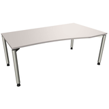 Artikelbild 1 für fm fastline höhenverstellbarer Schreibtisch lichtgrau Bogenform, 4-Fuß-Gestell silber 180,0 x 80,0/100,0 cm, Artikelnummer 335014