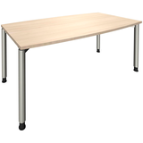 Artikelbild 1 für fm Konferenztisch fastline akazie Tonnenform, 4-Fuß-Gestell silber, 180,0 x 80,0/90,0 x 68,0 - 82,0 cm, Artikelnummer 352114