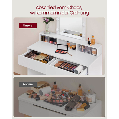 Artikelbild 7 für VASAGLE Schminktisch rechteckig Melamin, Spanplatte weiß 100,0 cm 40,0 cm, 1 St., Artikelnummer 439287