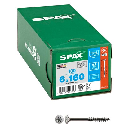 Artikelbild für SPAX® Universalschrauben T30 Senkkopf Edelstahl A2 0197000601603 6 mm x 160 mm, 100 St., Artikelnummer 394886
