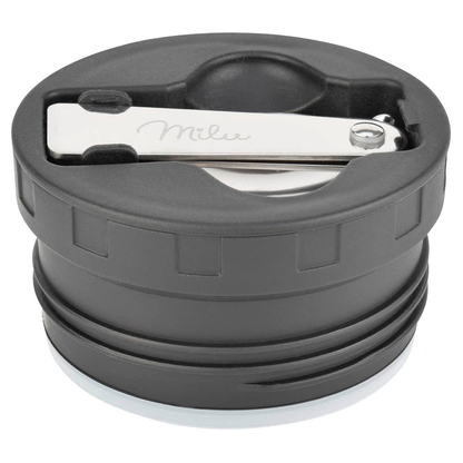 Artikelbild 5 für Milu Isolier-Speisebehälter schwarz 1 Thermobehälter mit Tasche, klappbarer Löffel, 5 farbige Trageschlaufen aus Gummi, 1 St., Artikelnummer 859791