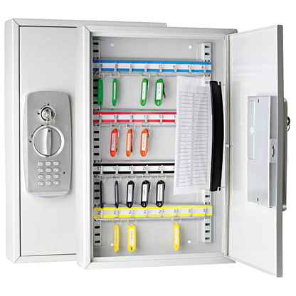 Artikelbild für WEDO Schlüsseltresor lichtgrau mit 32 Haken, Elektronik- und Standardschloss, 30,0 x 8,0 x 45,0 cm, 1 St., Artikelnummer 683664