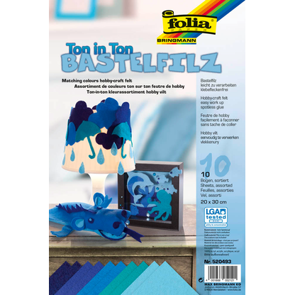 Artikelbild 2 für folia Bastelfilz blau 10 Bogen, Artikelnummer 816421