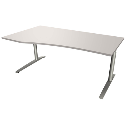 Artikelbild für fm fastline höhenverstellbarer Schreibtisch lichtgrau Bogenform, Kufen-Gestell silber 180,0 x 80,0/100,0 cm, Artikelnummer 335032