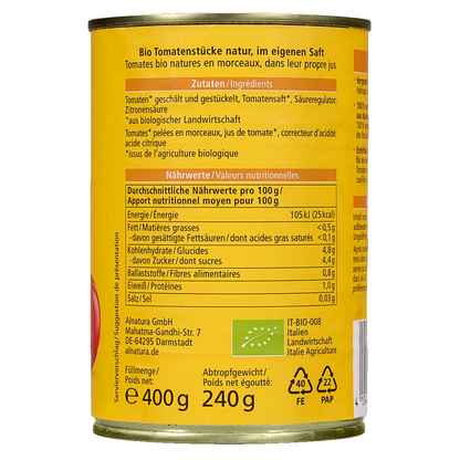 Artikelbild 2 für ALNATURA Bio Tomatenstücke 400,0 g, 1 St., Artikelnummer 294839