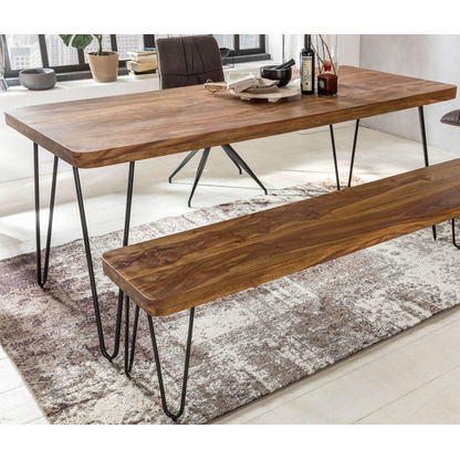 Artikelbild 7 für WOHNLING Esstisch sheesham rechteckig, Haarnadelbeine schwarz, 200,0 x 80,0 x 76,0 cm, Artikelnummer 904942