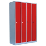 Artikelbild 1 für LÜLLMANN Spind feuerrot, lichtgrau 510144, 4 Schließfächer 117,0 x 50,0 x 180,0 cm, Artikelnummer 185118