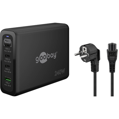 Artikelbild für goobay Ladeadapter schwarz, Kabellänge: 1,0 m, 240 Watt, Artikelnummer 557294