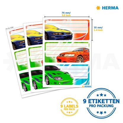 Artikelbild 3 für HERMA Schuletiketten 5599 Tuning, 9 Etiketten, Artikelnummer 601125