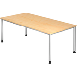Artikelbild 1 für HAMMERBACHER Orbis höhenverstellbarer Schreibtisch ahorn rechteckig, 4-Fuß-Gestell silber 200,0 x 100,0 cm, Artikelnummer 637999