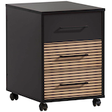 Artikelbild 1 für MÖBELPARTNER Hank Rollcontainer schwarz, eiche 3 Auszüge 40,1 x 50,0 x 57,0 cm, Artikelnummer 336689