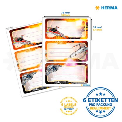 Artikelbild 3 für HERMA Schuletiketten 5589 Raumschiff, 6 Etiketten, Artikelnummer 601171