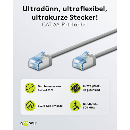 Artikelbild 2 für goobay RJ-45 Netzwerkkabel 7,5 m grau bis zu 10,00 Gbit/Sek. bis zu 500 MHz, 1 St., Artikelnummer 557466