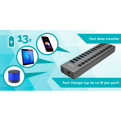 Artikelbild 6 für i-tec® USB-Hub USB 3.0 Charging 13-fach grau, Artikelnummer 662252