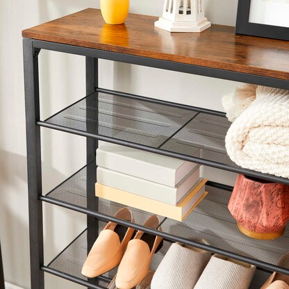 Artikelbild 5 für VASAGLE Schuhregal vintagebraun, schwarz 100,0 x 30,0 x 11,0 cm, 1 St., Artikelnummer 759286