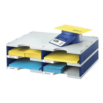Artikelbild 2 für styro Sortierstation Styrodoc grau/blau mit 4 Fächern, Artikelnummer 444844