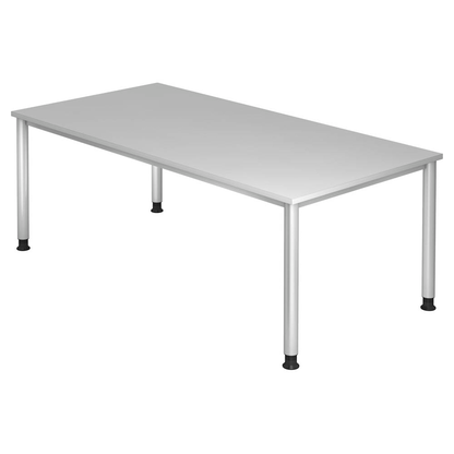 Artikelbild für HAMMERBACHER Orbis höhenverstellbarer Schreibtisch lichtgrau rechteckig, 4-Fuß-Gestell silber 200,0 x 100,0 cm, Artikelnummer 638104