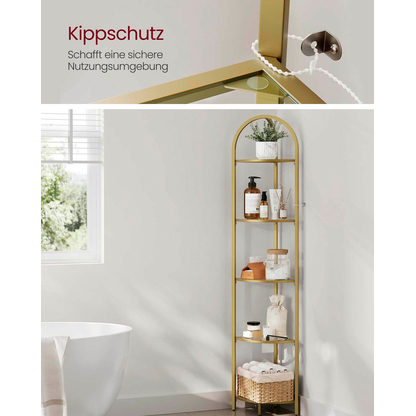 Artikelbild 5 für VASAGLE Eckregal gold 28,0 x 28,0 x 158,0 cm, 1 St., Artikelnummer 290058